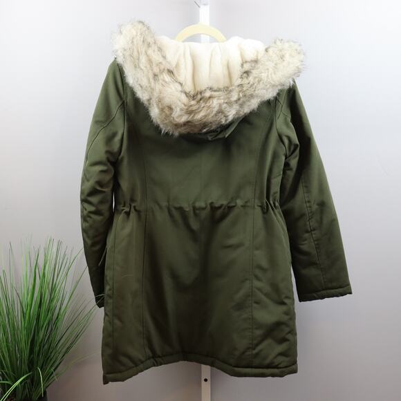 Michael Michael Kors Olive Faux Fur Hooded Parka Jacket Size S - Picture 3 of 5